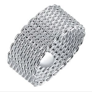 Elegant 925 Sterling Silver Mesh Ring